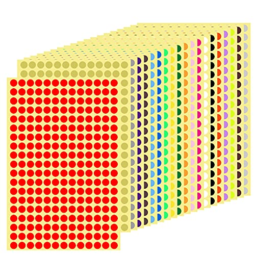 5200pcs 20 Hojas Pegatinas Redondas Colores, Etiquetas Adhesivas Redondas, Circulos Colores Adhesivos, Pegatinas Adhesivos de Colores, Etiquetas autoadhesivas para Oficina Escuela Calendarios, 8mm