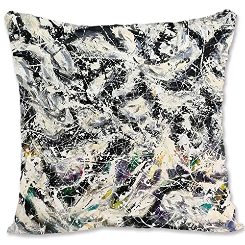 Funda de almohada decorativa protectora de arte abstracto - Pollock - Convergence B-Greyed Rainbow B