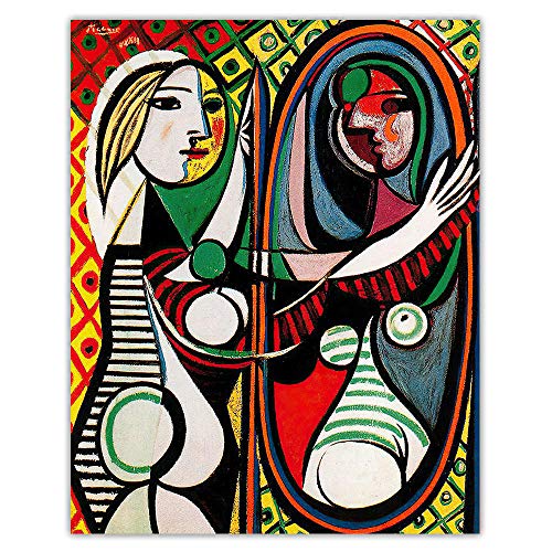 Pablo Picasso 《Chica Antes A Espejo》 Lienzo Pared Arte Picasso Abstracto Mujer Poster Sala Hogar Nórdico Estilo Pintura Decoracion Picasso Cuadro （No Marco）