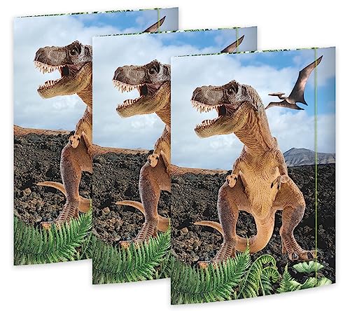 RNK 45356-3 T-REX - Carpeta de dibujo (310 x 440 mm, 3 unidades, DIN A3, con cierre de goma)