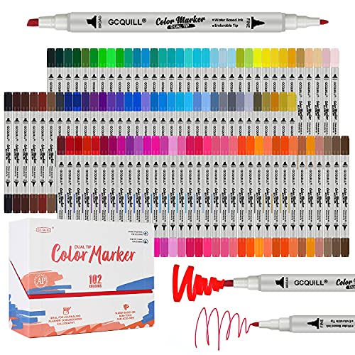 GC QUILL 102 Colores Art Markers Rotulador con Doble Punta,Rotuladores de Graffiti para Estudiantes, Artistas de Manga, Dibujar Bocetos de Arte, Pintar, Colorear GC-102W