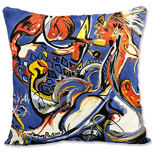Funda de almohada decorativa protectora de arte abstracto - Pollock - Convergence B-The Moon Woman Corta el círculo B