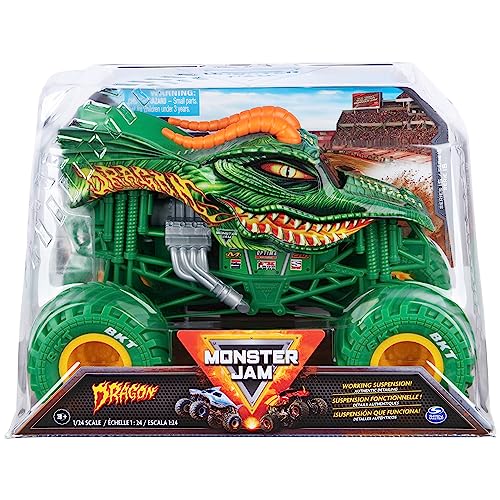 Monster Jam, Camión Monstruo Dragon Oficial, vehículo de coleccionista de Metal, a Escala 1:24, Juguetes para niños a Partir de 3 años