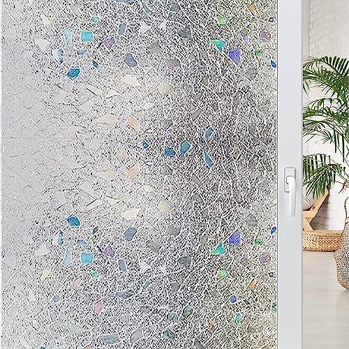 Vinilos Autoadhesivos para Ventana Decorativa, 30x200cm 3D Pegatina Lámina Ventana Privacidad Cristal, Arcoiris Vinilo Cristales Opaco Translúcido para Dormitorio Cocina Oficina Baño