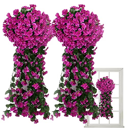 Cestas Colgantes Flores Falsas | Cestas colgantes artificiales de 90 cm para exteriores | Flores de glicinia falsas seda Vides Decoraciones boda | Wisterias Flores artificiales Decoraciones de jardín