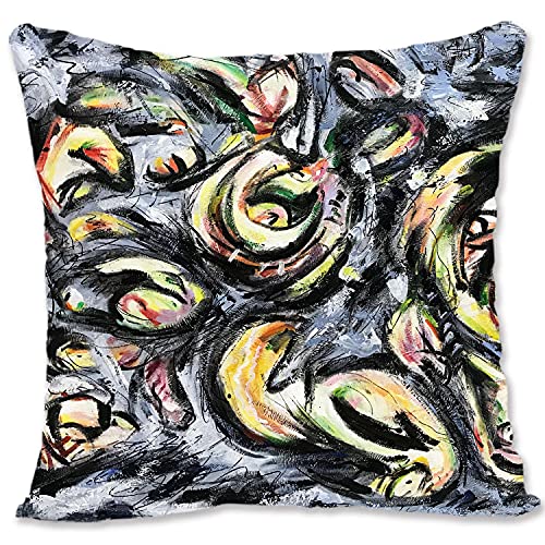 Funda de almohada decorativa protectora de arte abstracto - Pollock - Convergence B-Ocean Greyness B