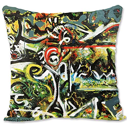 Funda de almohada decorativa protectora de arte abstracto - Pollock - Convergence B-The She Wolf B