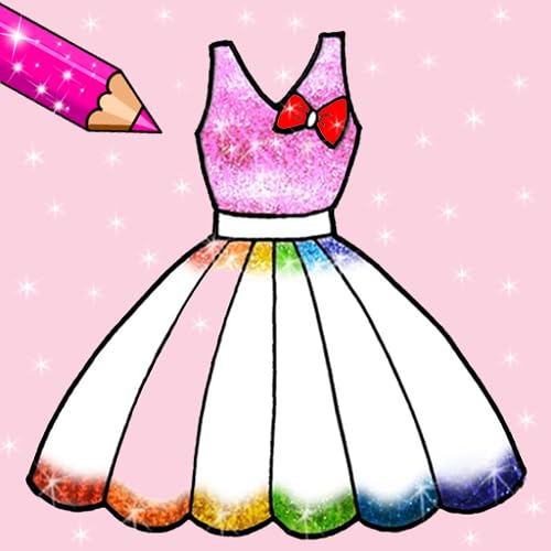 Glitter dress coloring and drawing book for Kids 2021