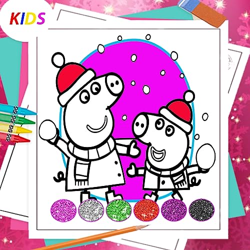 Glitter coloring game cartoon Pig drawing pages