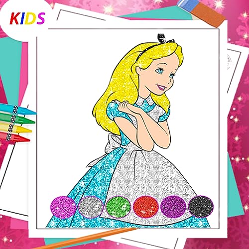 glitter coloring game for Princess drawing pages