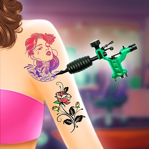 juego de salón de simulador de cirugía de tatuaje - dibujar diseño de tatuaje con color de tinta - dibujar tienda de salón de tatuajes funky y artístico